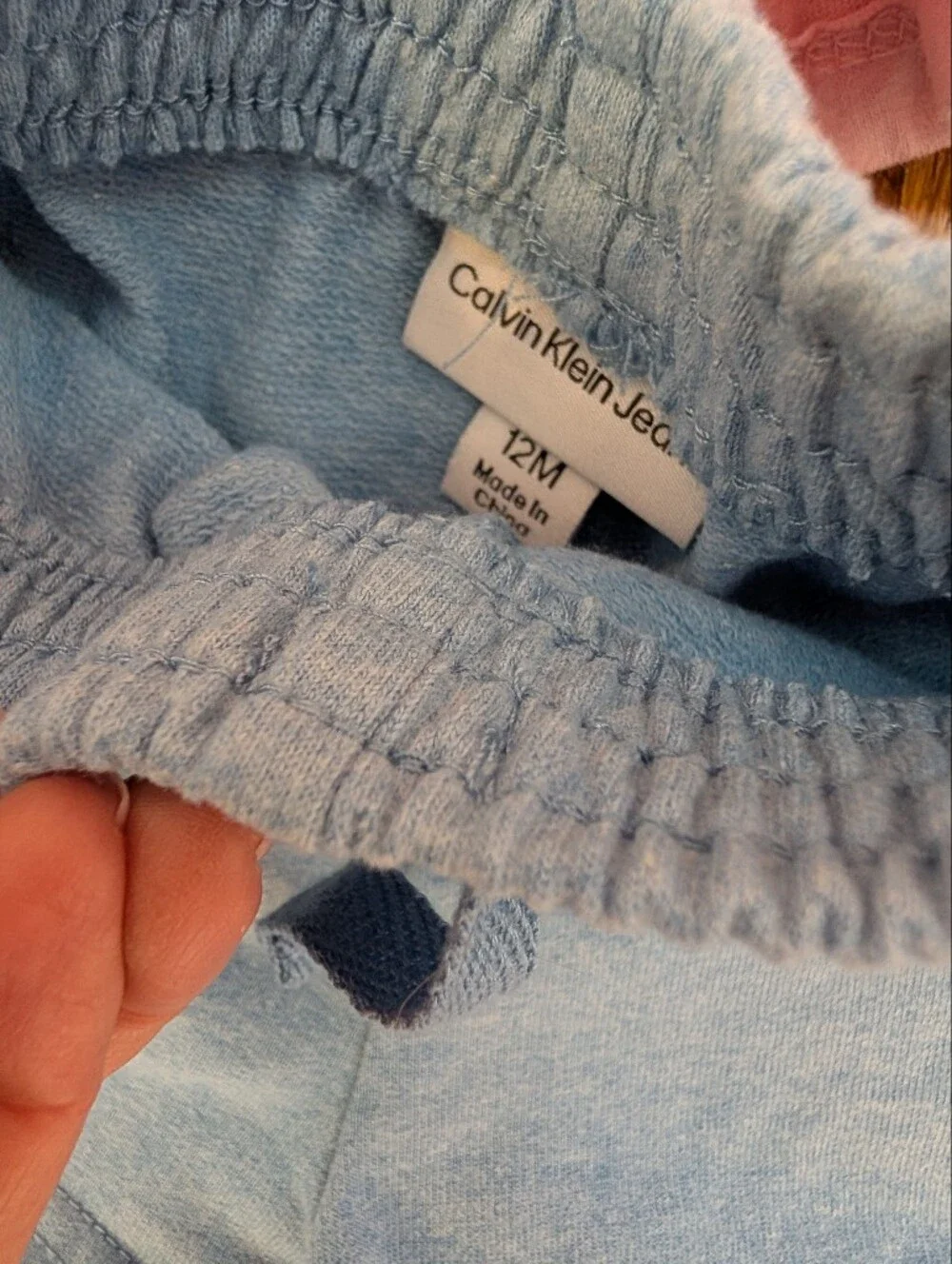 Calvin Klein Baby Girls Peach Ruffle Tank with Blue Shorts Set 12 Months